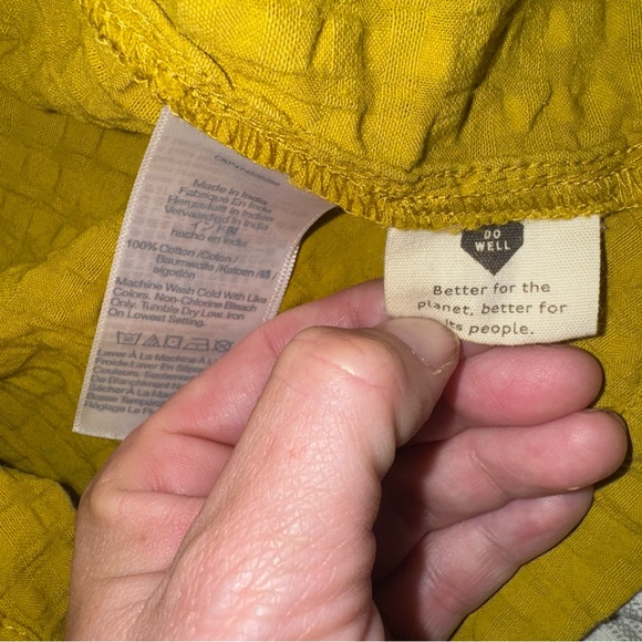 Madewell Seersucker Tie-Front Cutout Midi Dress mustard yellow medium - Picture 9 of 10